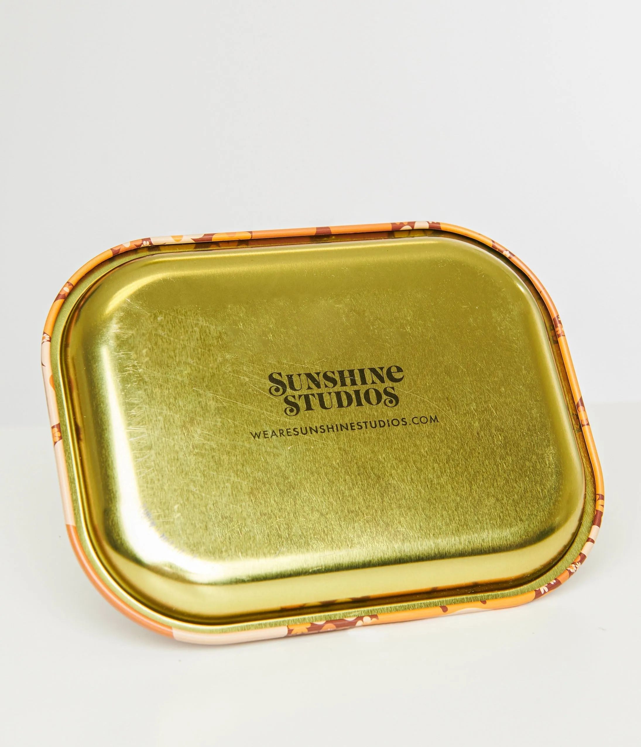 1970s Orange Floral Metal Tray