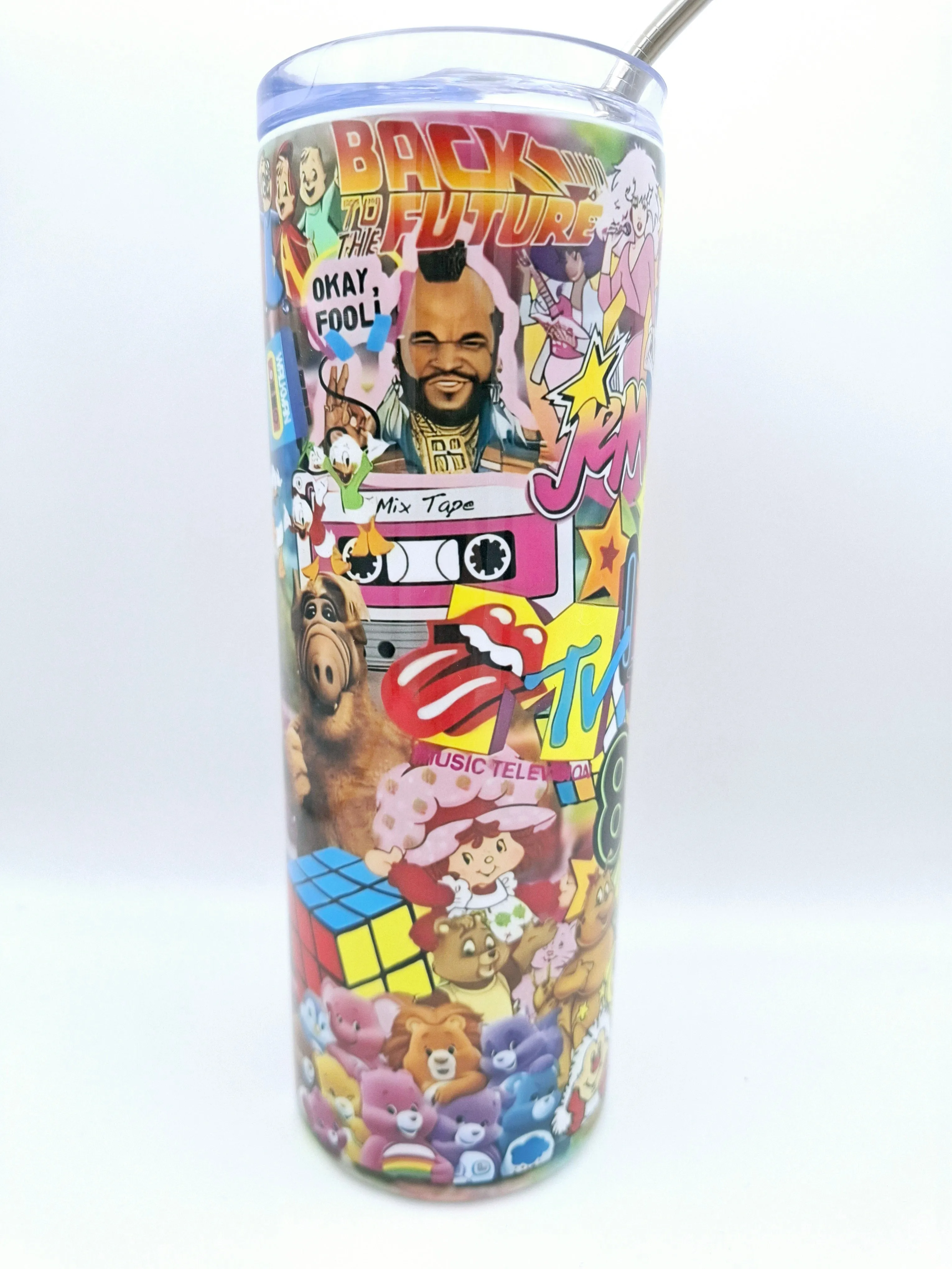 80s 20oz Metal Tumbler with Straw