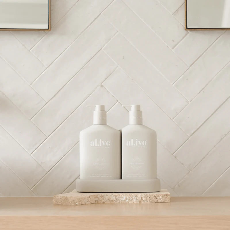 Al.ive Body Wash & Lotion Duo + Tray - Sea Cotton & Coconut