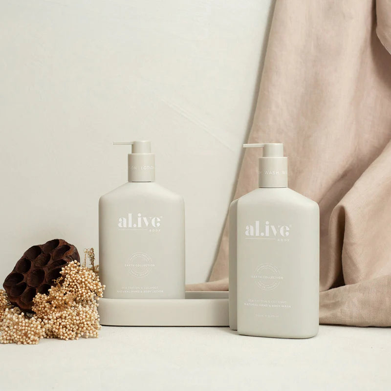 Al.ive Body Wash & Lotion Duo + Tray - Sea Cotton & Coconut