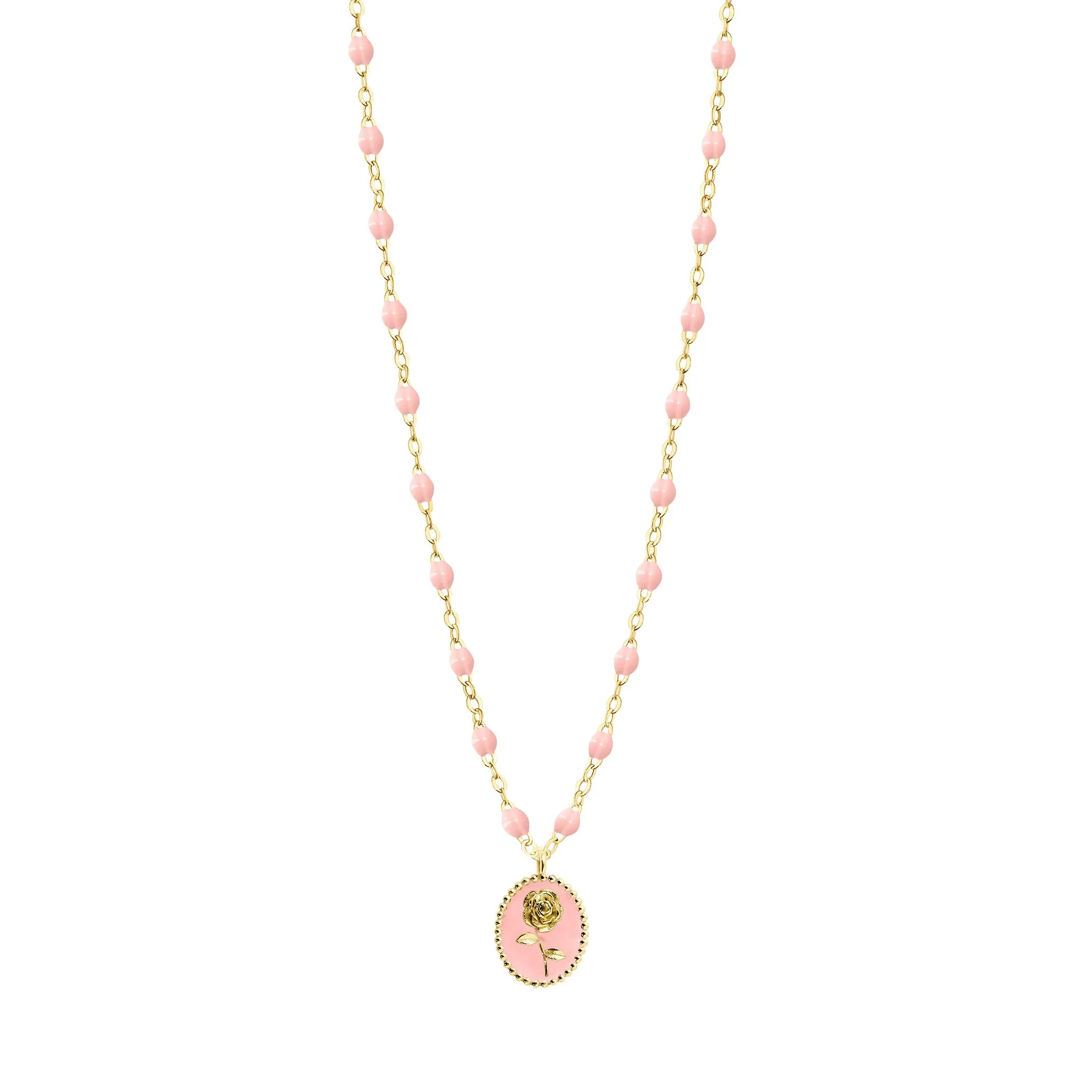 Baby Pink Rose Necklace, Yellow Gold, 16.5