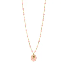 Baby Pink Rose Necklace, Yellow Gold, 16.5