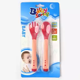 Baby Spring Spoon Fork Set-Peach