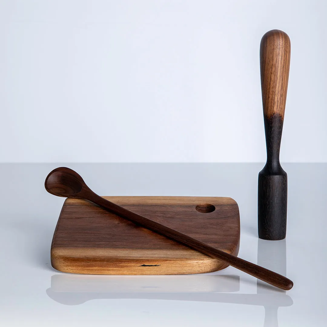 Bar Gift Set - Cutting Board, Muddler, Stir Spoon & Opener