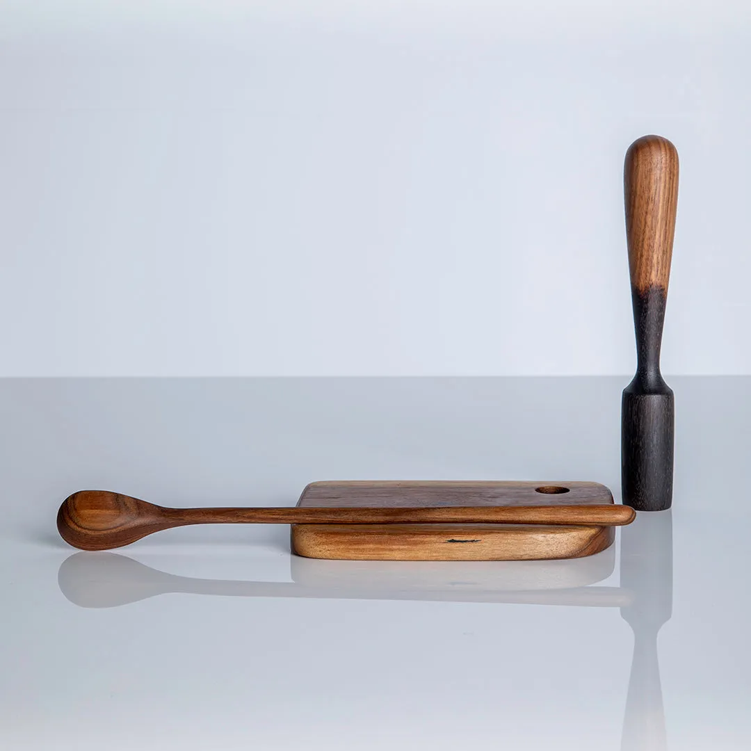 Bar Gift Set - Cutting Board, Muddler, Stir Spoon & Opener