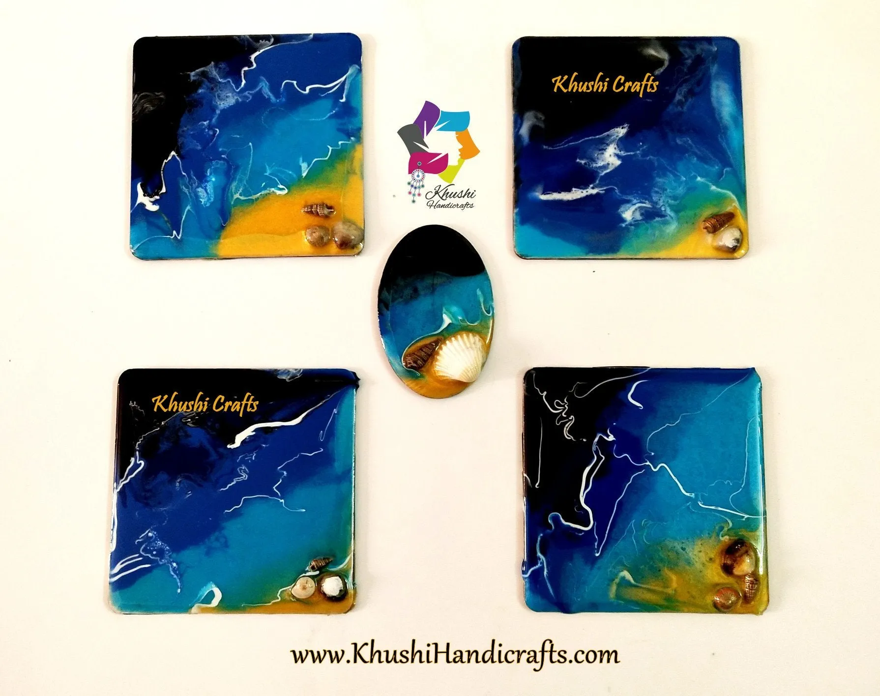 Beach themed Tray and Resin Coasters