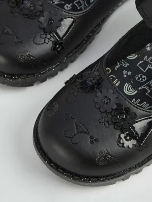 Black Floral Cat Mary Jane School Shoes | School | George at ASDA