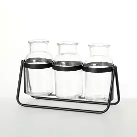 Bottle Vase Trio On Metal Base