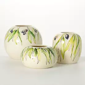 Ceramic Olive Vase Set Of 3