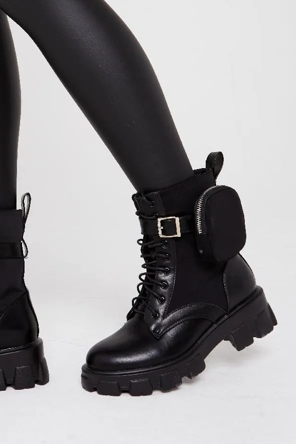 CHUNKY SOLE POUCH ANKLE BOOTS - Molly