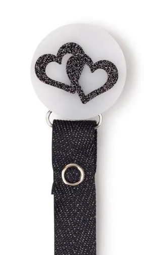 Classy Paci Marble black white onyx heart circle pacifier clip