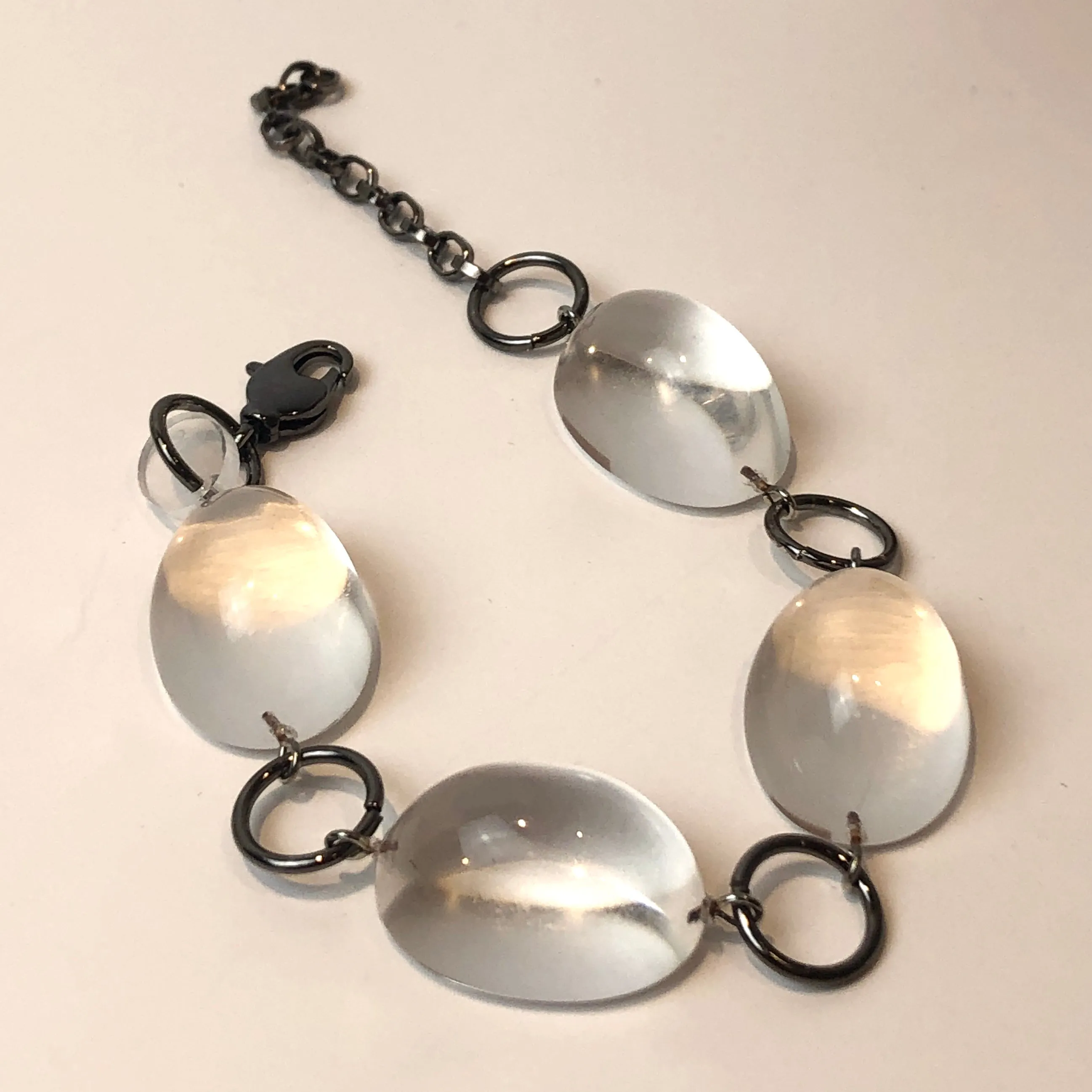 Clear Domed & Dark Metal Bubble Stations Bracelet