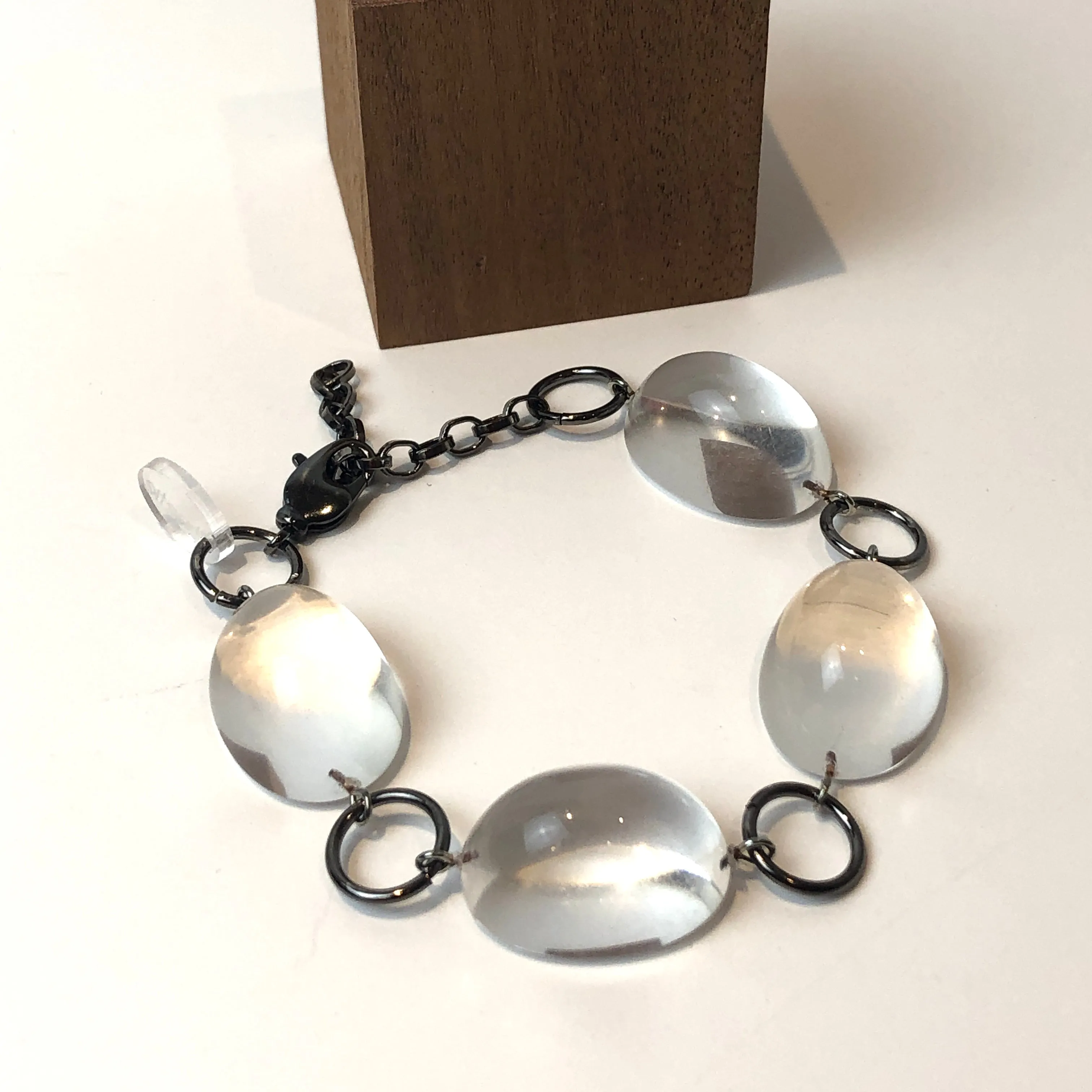 Clear Domed & Dark Metal Bubble Stations Bracelet