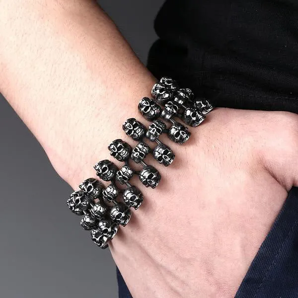 Cool Unique Heavy Metal Skull Bracelet