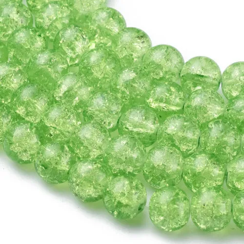 Crackle Glass Beads, Round, Transparent, Pale Green, 8mm