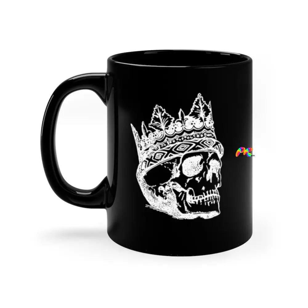 Crowned Skull Black Coffee Mug, 11 floz, Ceramic