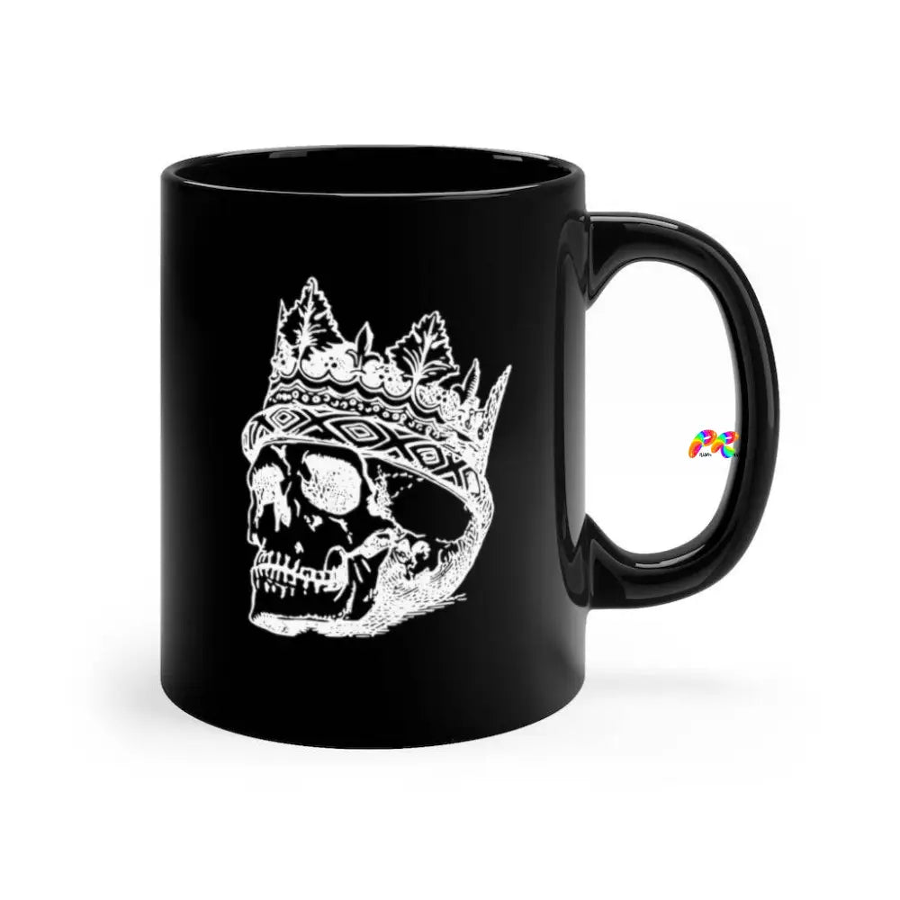 Crowned Skull Black Coffee Mug, 11 floz, Ceramic