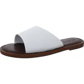 CUSHIONAIRE Womens Carly Faux Leather Slip On Slide Sandals