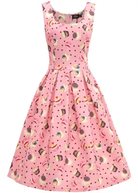 Dolly & Dotty Amanda Cupcake 50's Swing Dress Pink