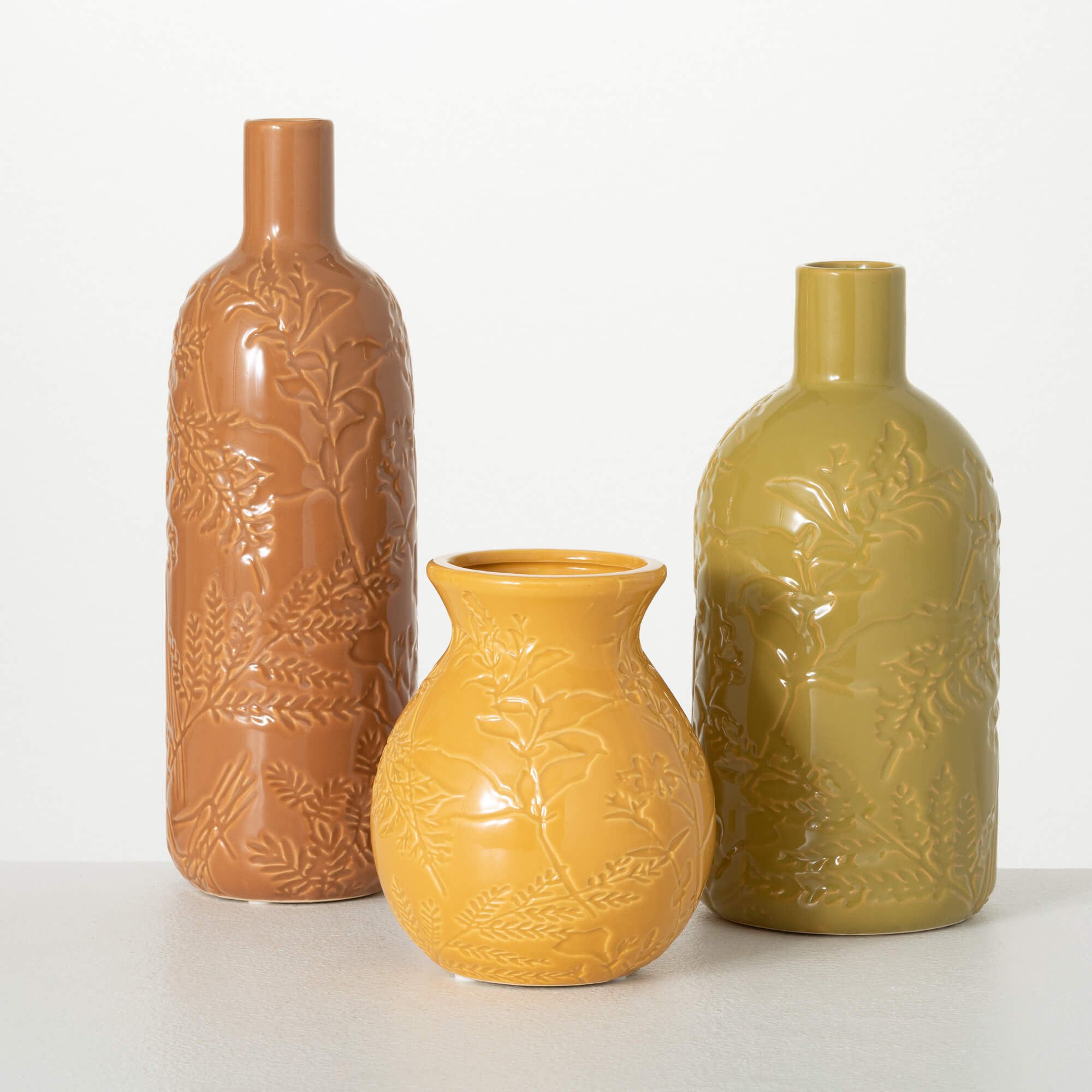 Earth-Toned Fall Vase Trio