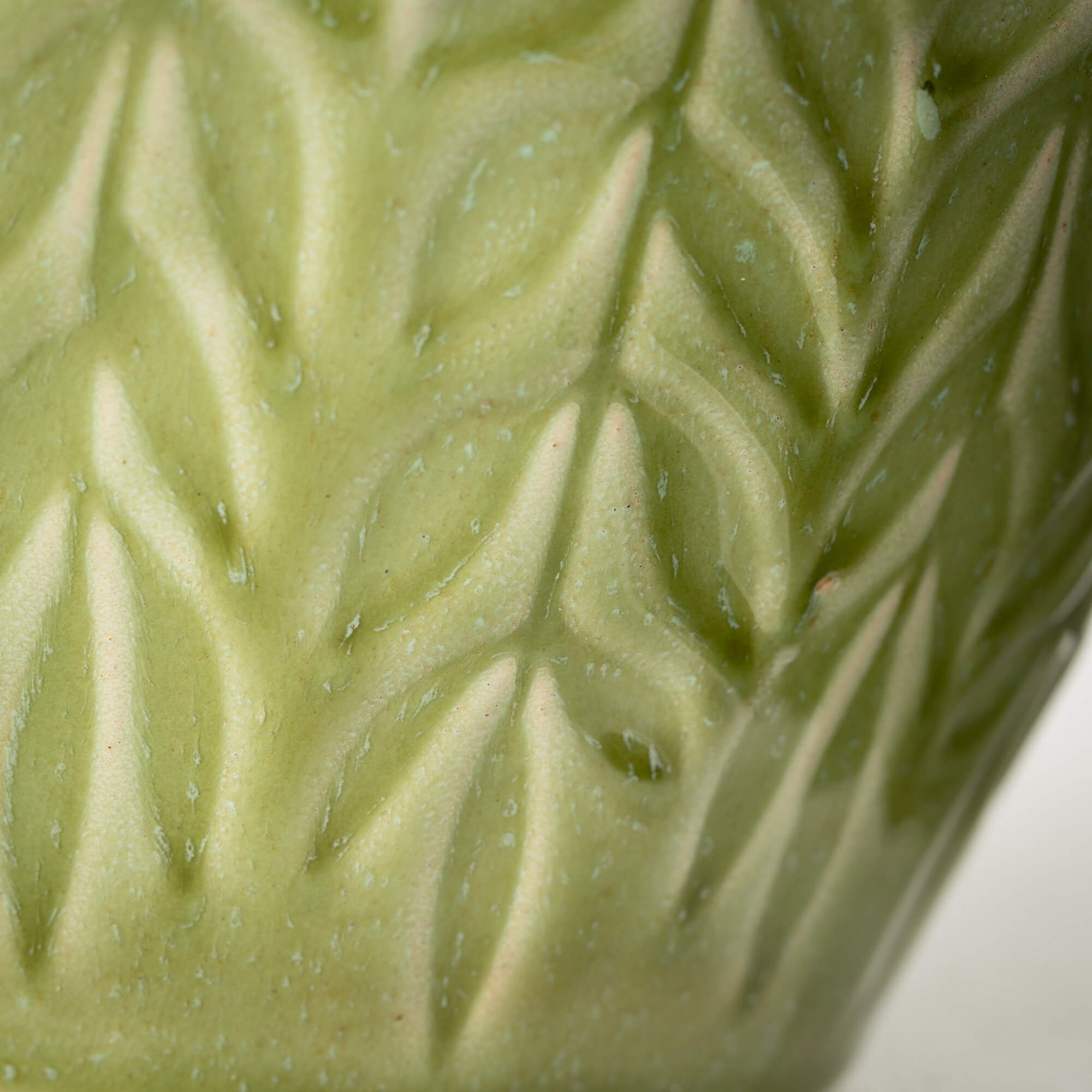 Embossed Leaf Green Vase