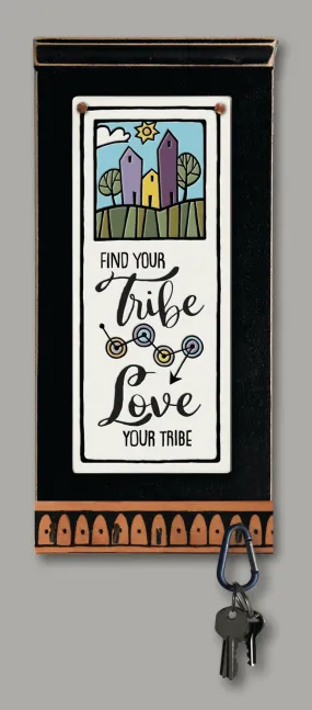 Find Your Tribe Ceramic Tile on Wooden Key Holder