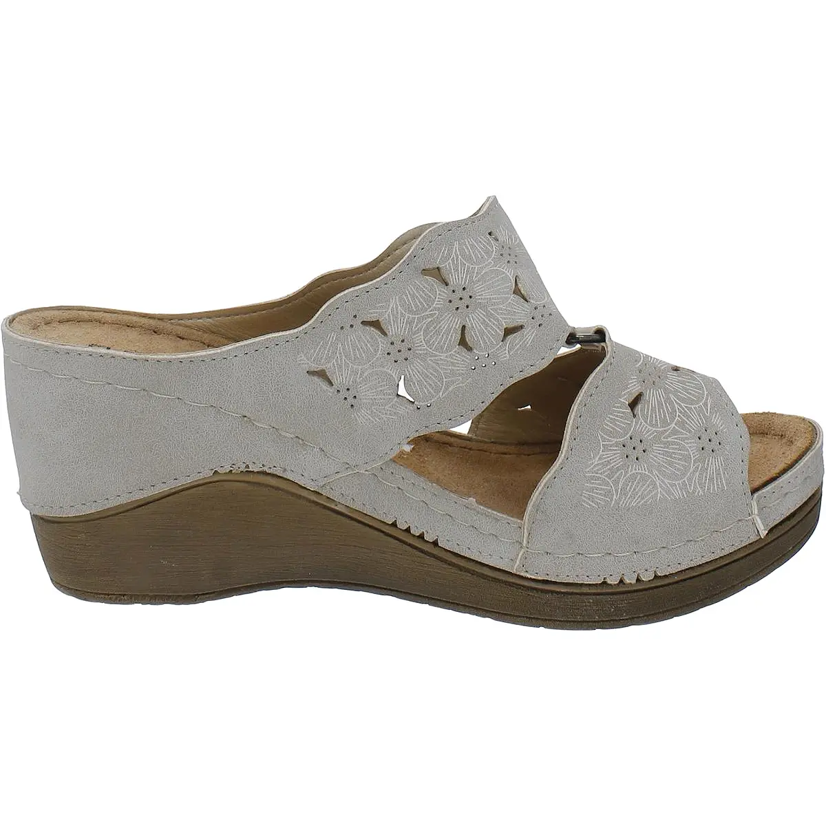 Flexus by Spring Step Womens Faux Leather Slip-On Wedge Sandals