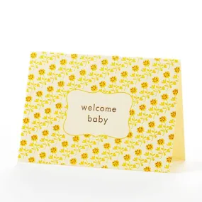 Flower Pattern Welcome Baby Notecard