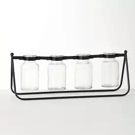 Four Glass Bottle Vase Stand