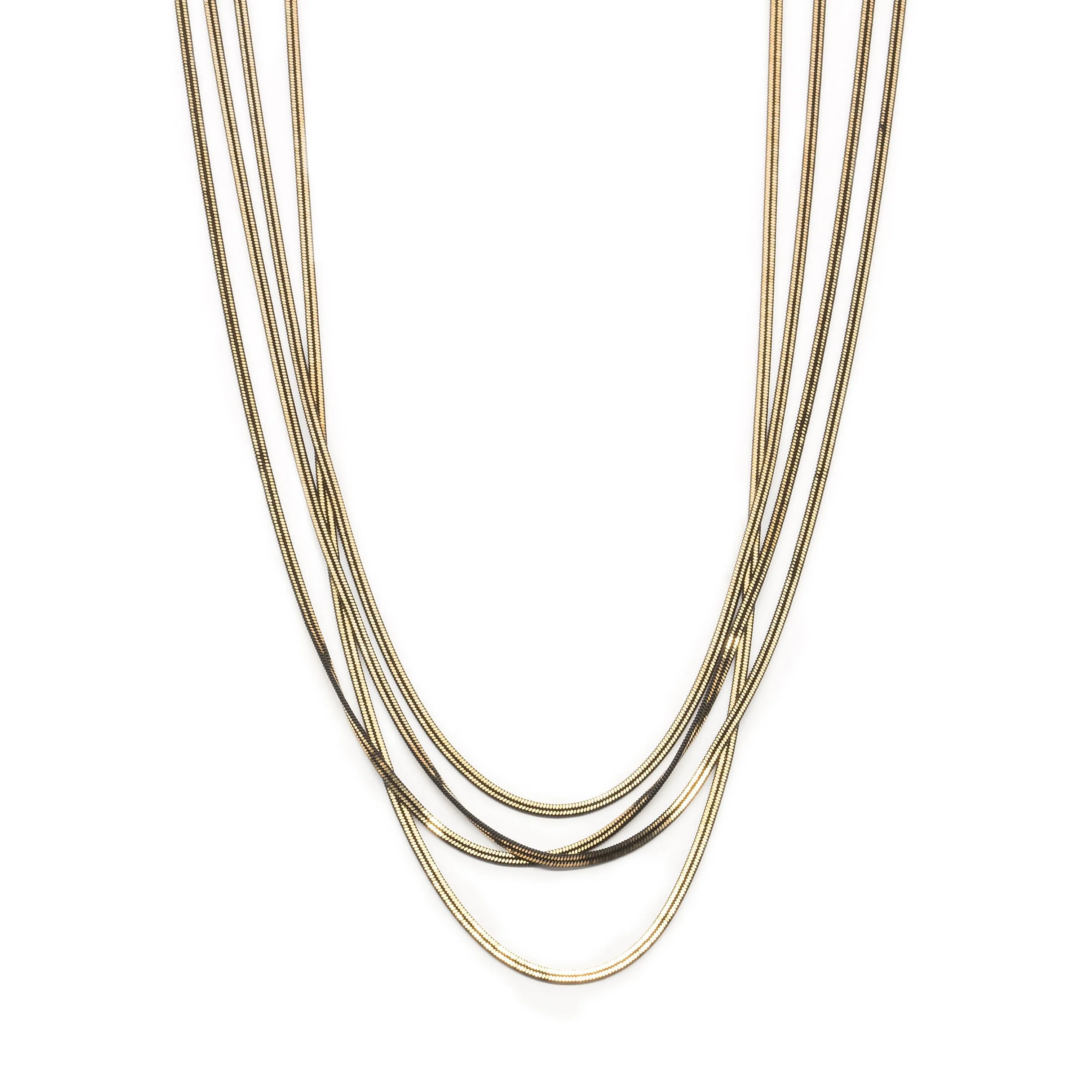 Four Strand Liquid Metal Necklace Gold/Black