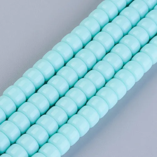 Glass Beads, Column, Opaque, Aquamarine, 8mm