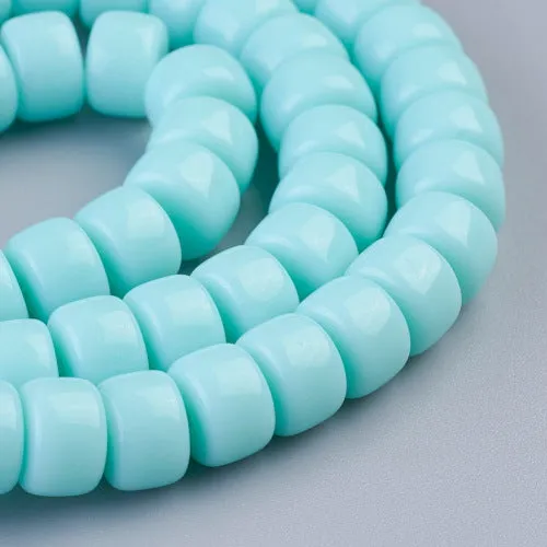 Glass Beads, Column, Opaque, Aquamarine, 8mm