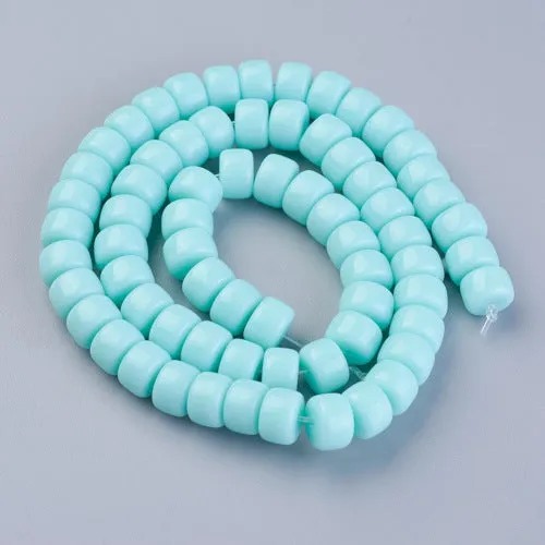 Glass Beads, Column, Opaque, Aquamarine, 8mm