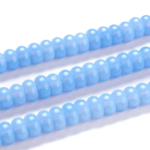 Glass Beads, K9 Glass, Rondelle, Opaque, Light Sky Blue, 8mm