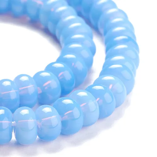 Glass Beads, K9 Glass, Rondelle, Opaque, Light Sky Blue, 8mm