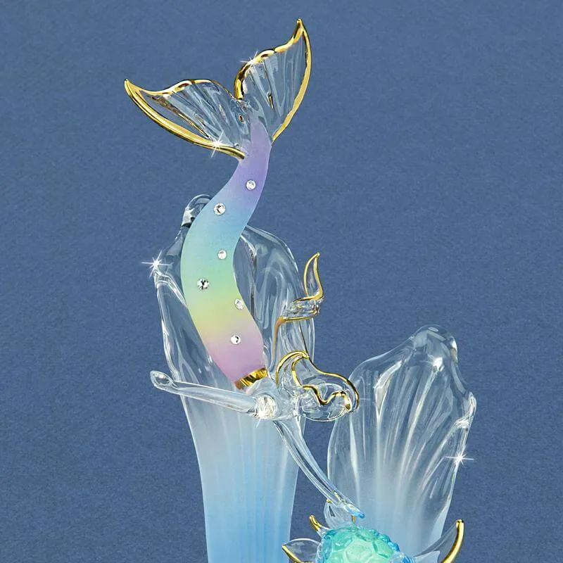 Glass Mermaid & Turtle Figurine