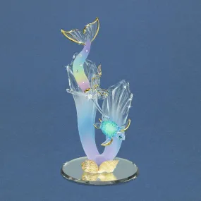 Glass Mermaid & Turtle Figurine