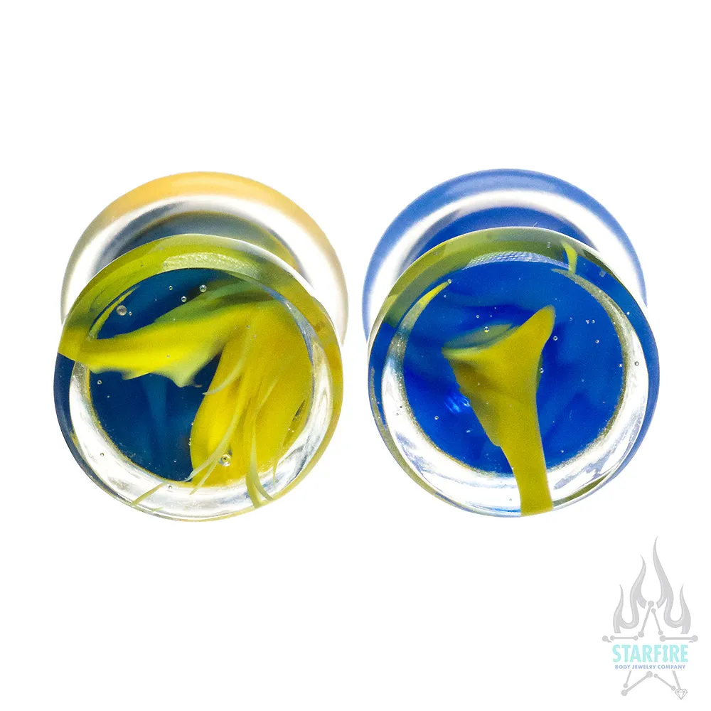 Glass Power Plugs - Blue Yellow