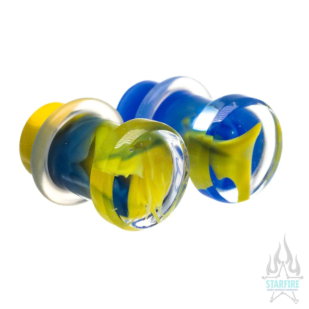 Glass Power Plugs - Blue Yellow