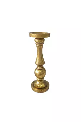 GOLD RESIN CANDLE PILLAR SMALL