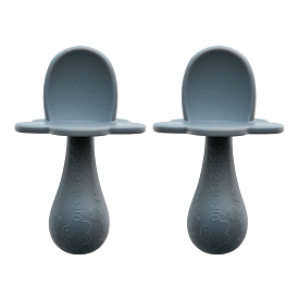 Grabease Stage 1 Double Silicone Baby Spoon Set - Grey