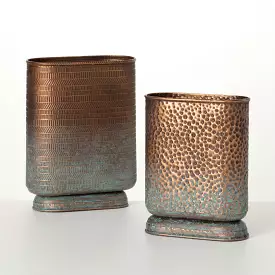 Hammered Shiny Ombre Vase Set