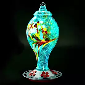 Hand Blown Glass Hummingbird Feeder - 25 Ounces