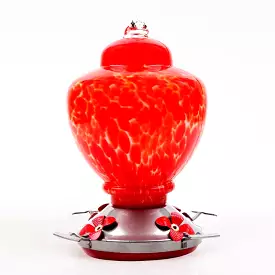 Hand Blown Glass Hummingbird Feeder  - 38 Ounces