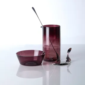 Hand-Blown Mixing Glass/Bowl Bar Set/Aubergine