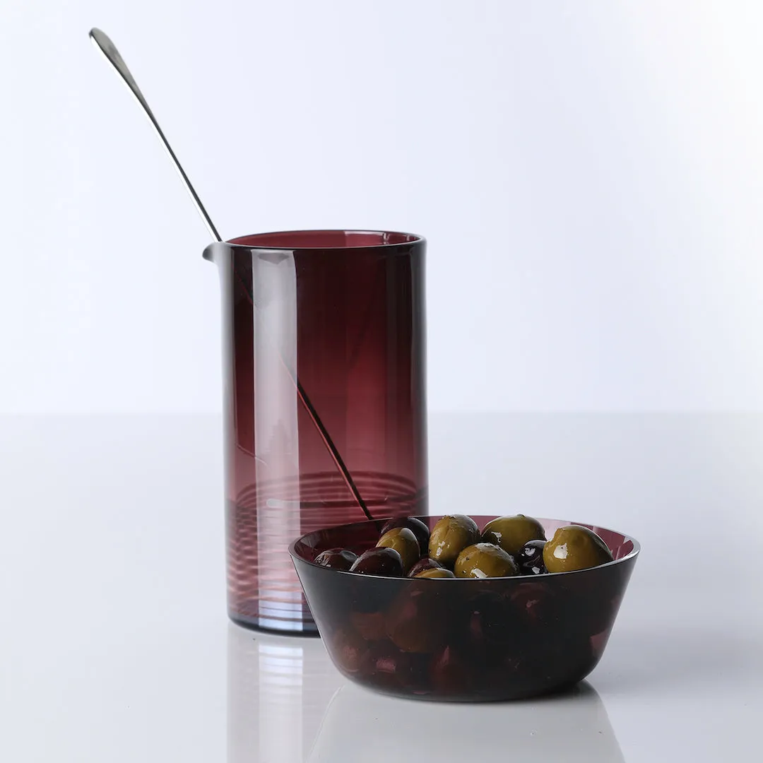 Hand-Blown Mixing Glass/Bowl Bar Set/Aubergine