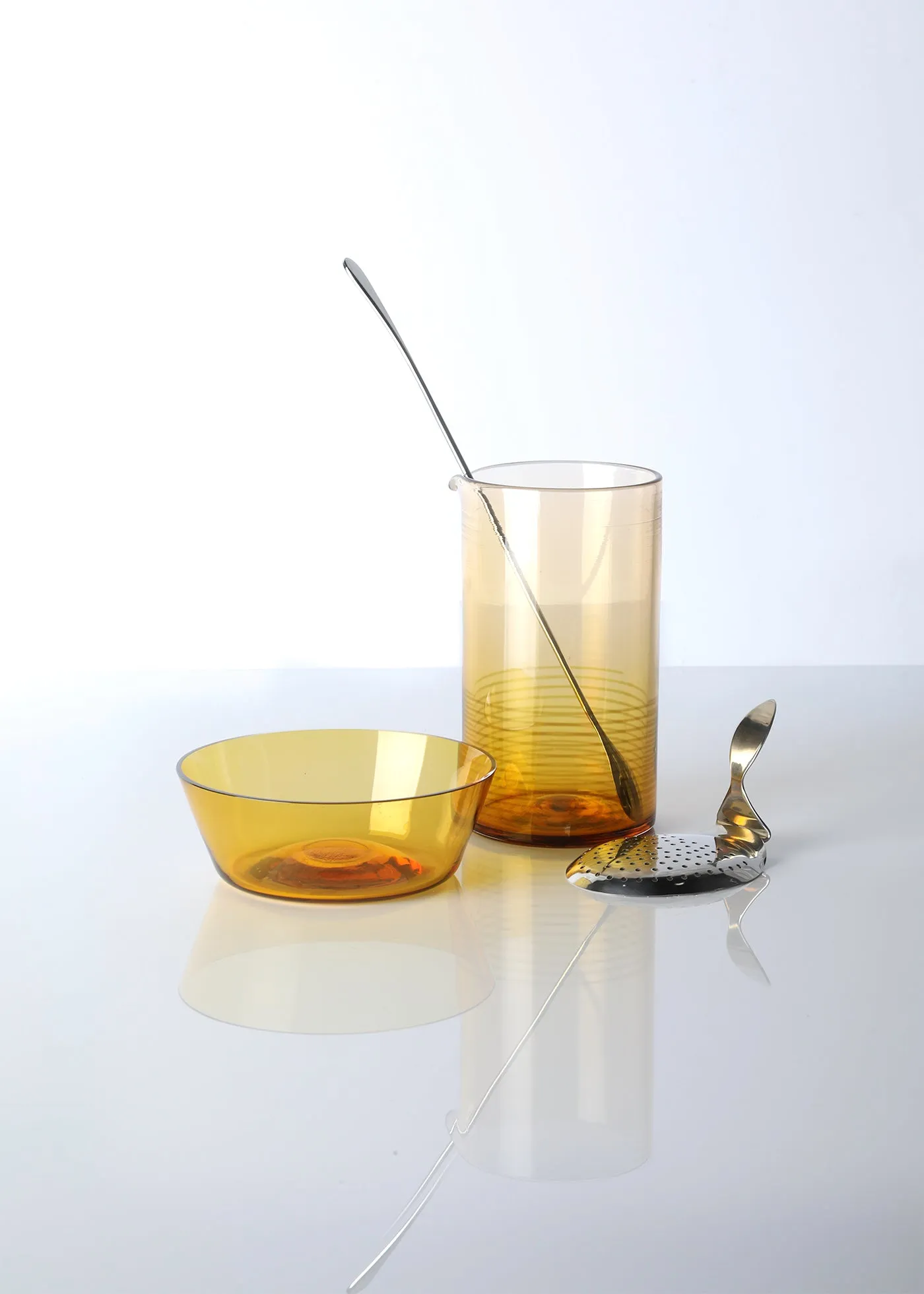 Hand-Blown Mixing Glass/Bowl Bar Set/Citrine