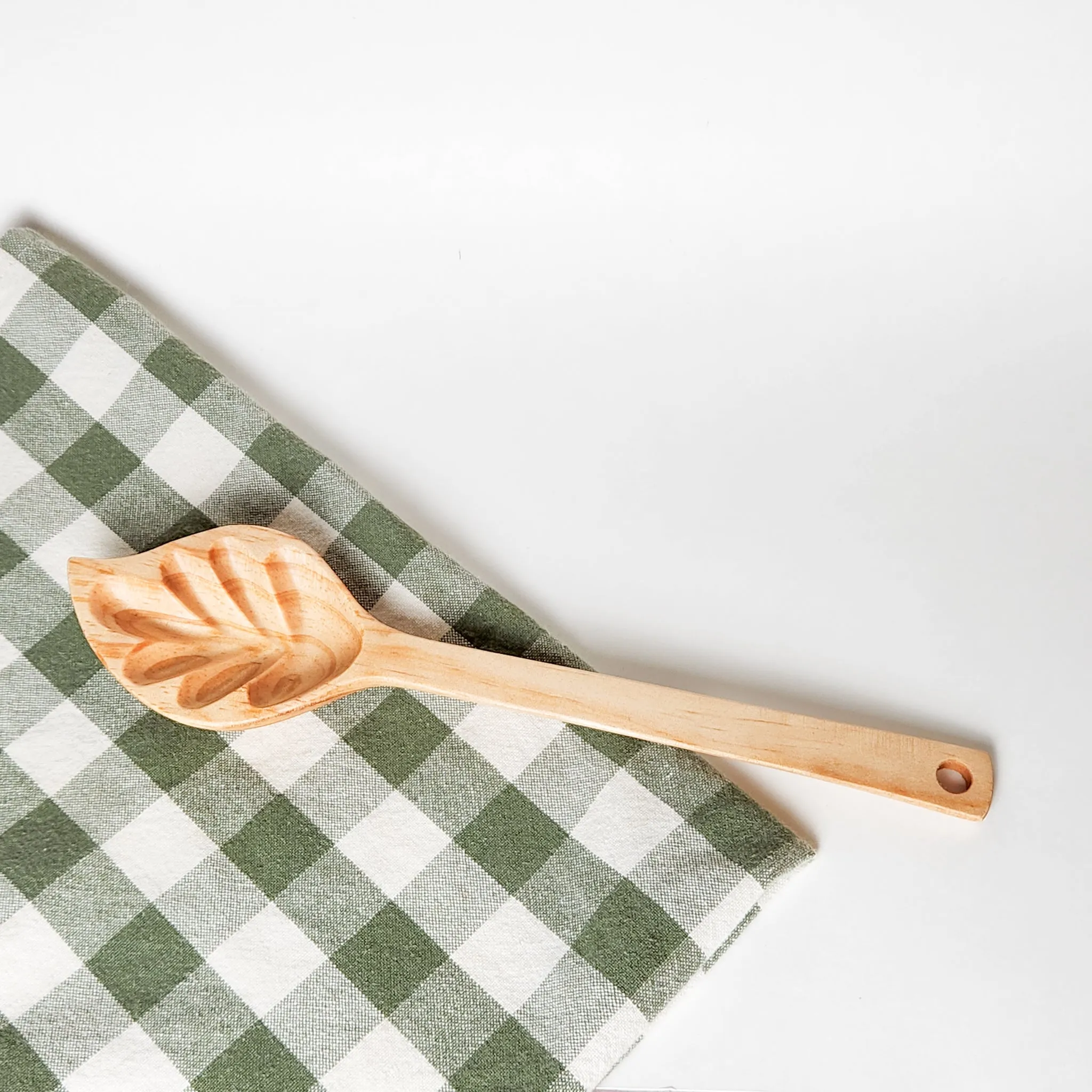 Hand Carved Wood Leaf Spoon