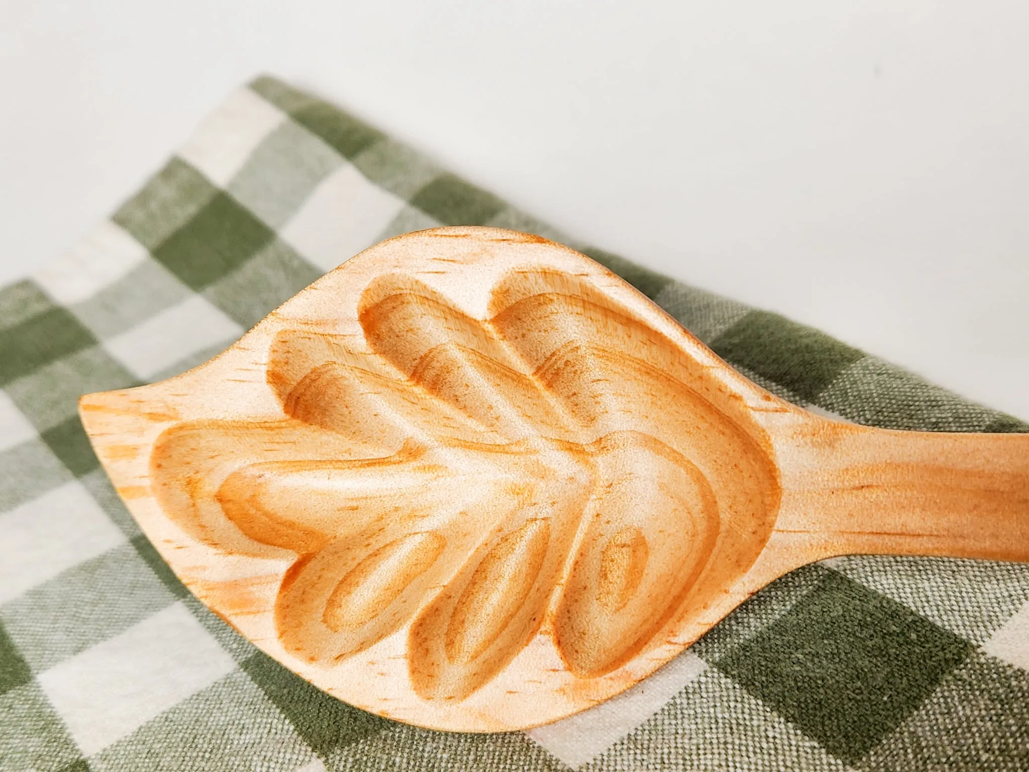 Hand Carved Wood Leaf Spoon