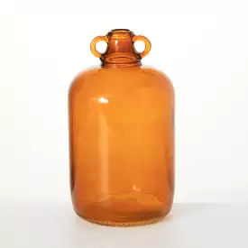 Handled Amber Glass Jug Vase